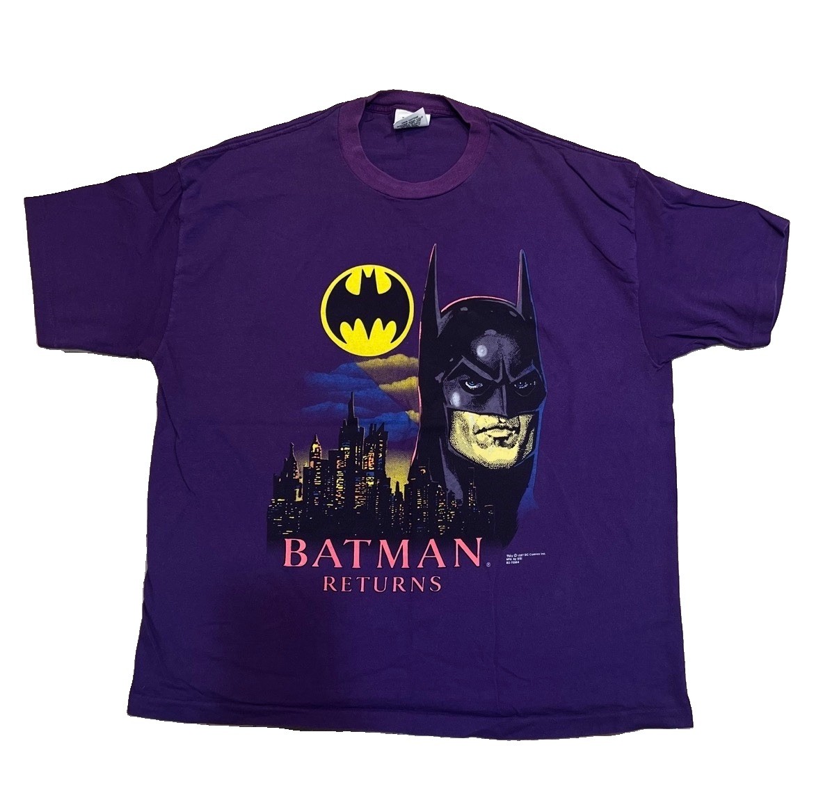 Vintage 1991 Batman Returns Movie Cartoon Comics T-shirt Sz L