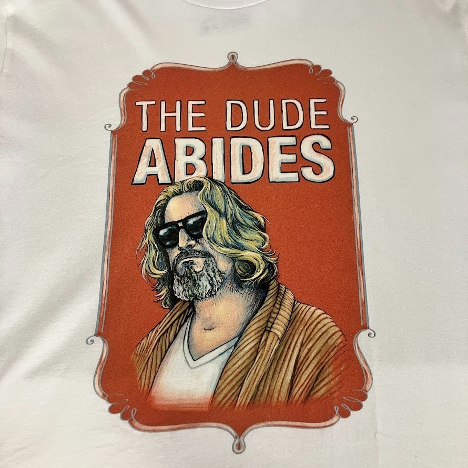 The Big Lebowski The Dude Abides Jumbo Graphic Short Sleeve T Shirt Size XL