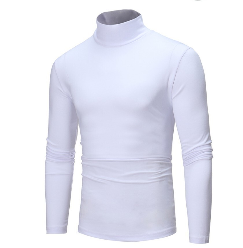 Spring and Autumn Men&rsquo;s Thin Solid Color Half Turtleneck Long Sleeve T-Shirts