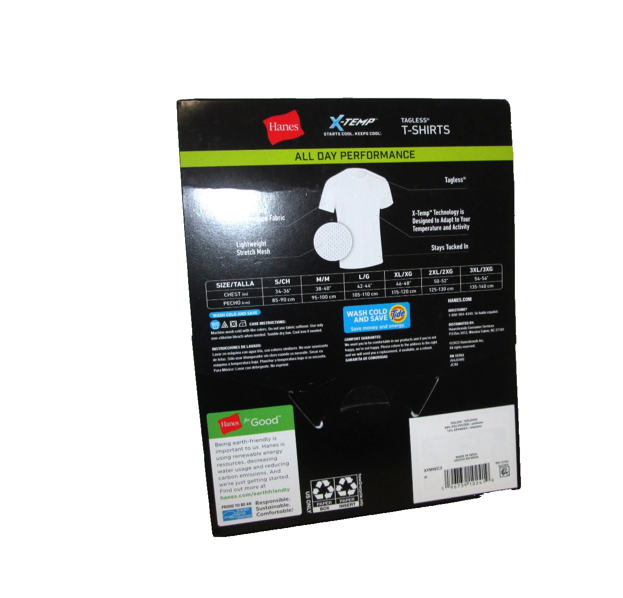 New Hanes Men&rsquo;s 3 Pack X-Temp Breathable Mesh Tagless White T-Shirts Small 34-36