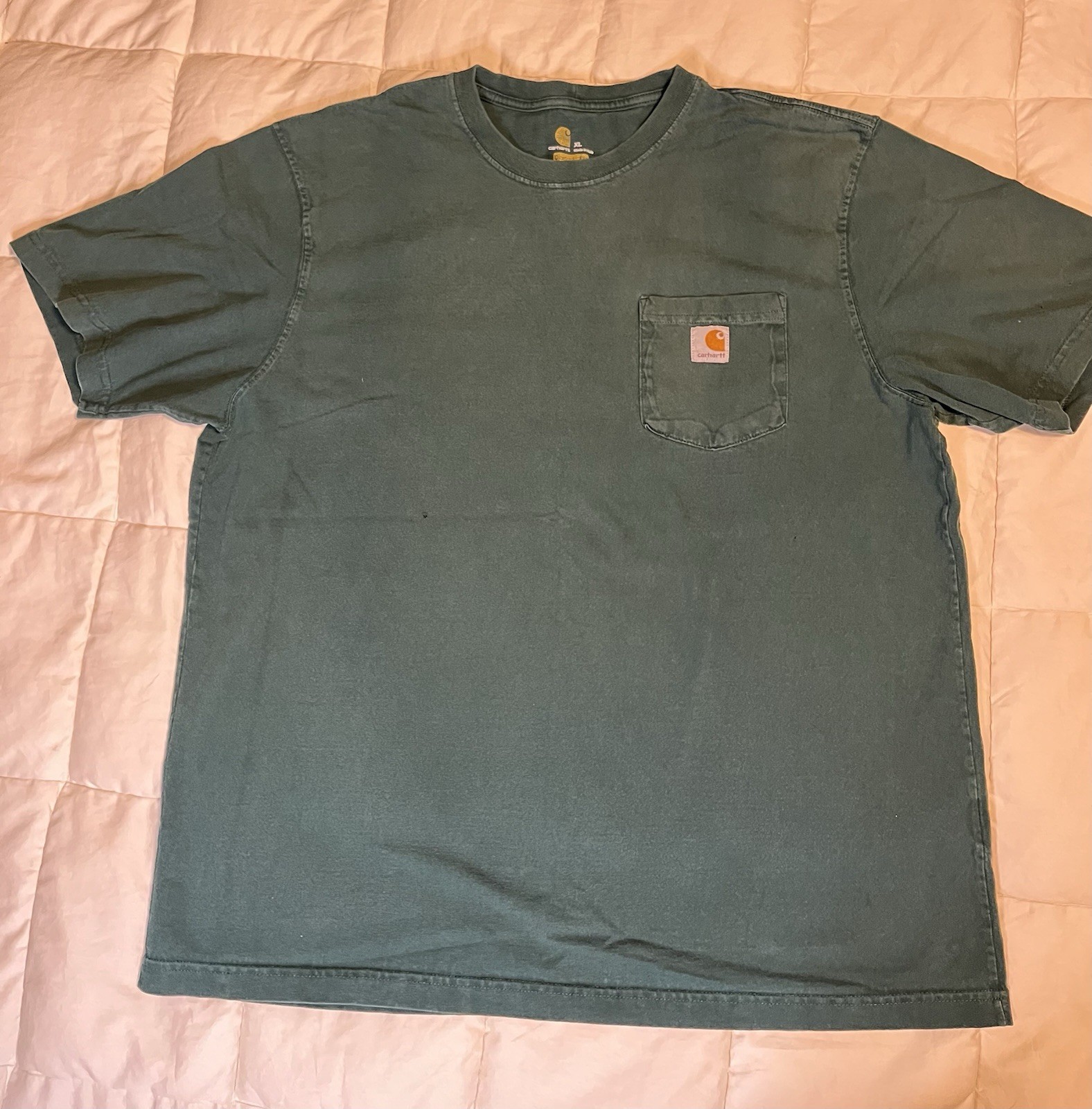 Vintage Carhartt Pocket T-Shirt Hunter Green Heavyweight Boxy Size XL Original