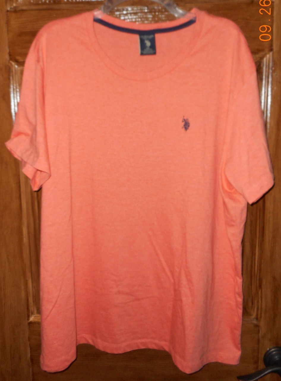 US Polo Assn Stretch Men&rsquo;s Short Sleeve Dual Blend Orange T-Shirt 2XL 9882-EUC!