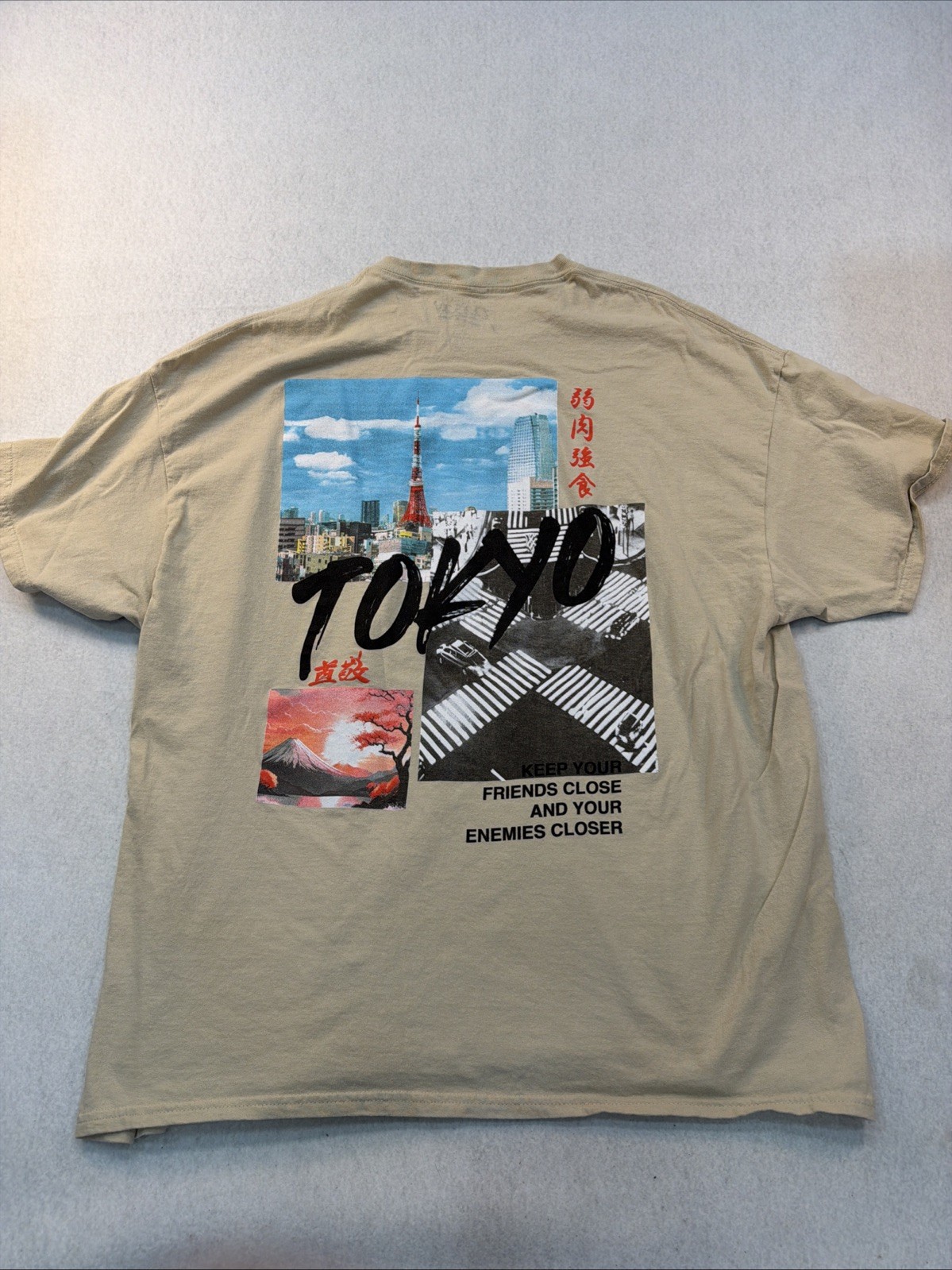 Popular Poison Shirt Mens 2XL Beige Tokyo Graphic Oversized Streetwear Tee