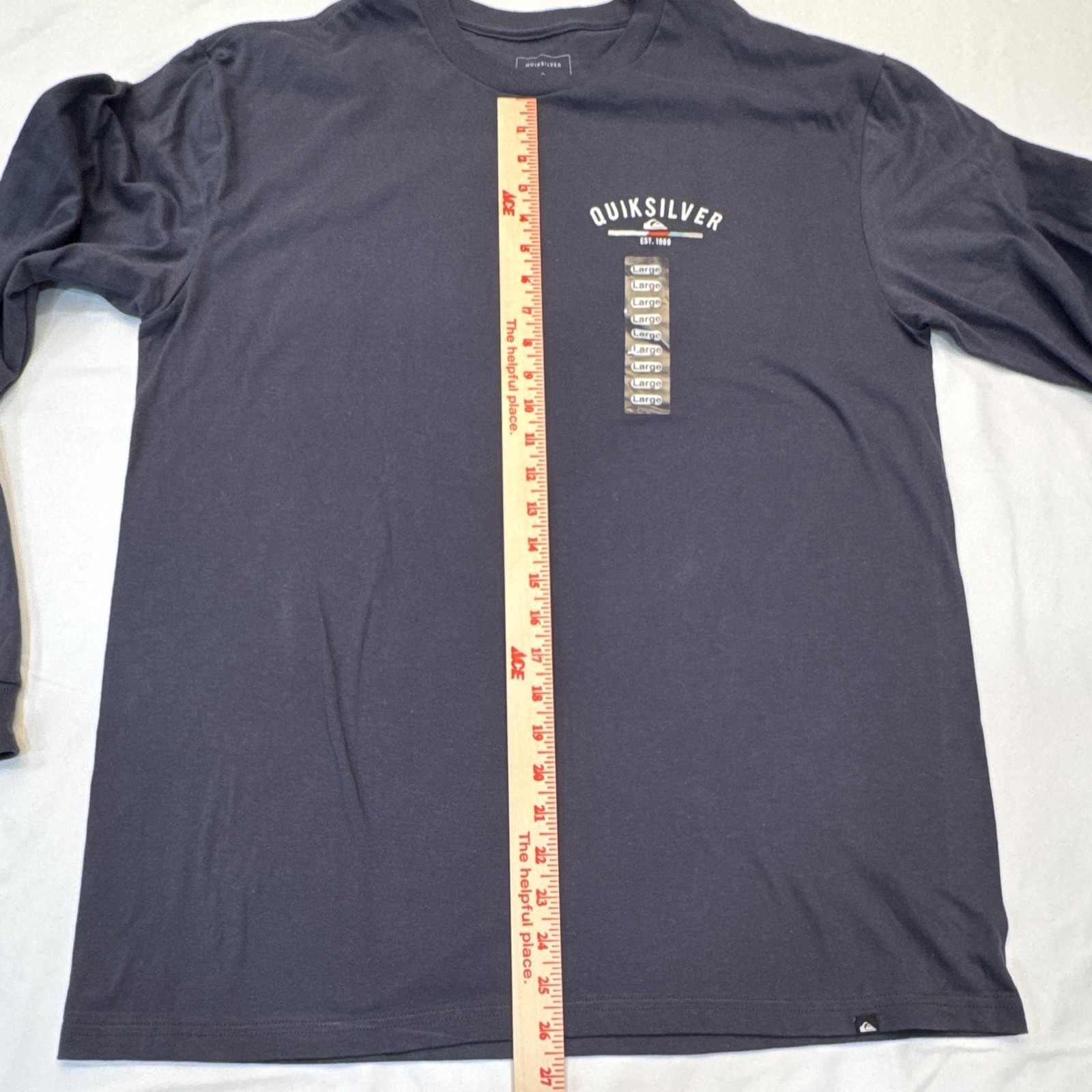 Quiksilver Men&rsquo;s Size L Blue Long Sleeve Graphic Logo T-Shirt Cotton