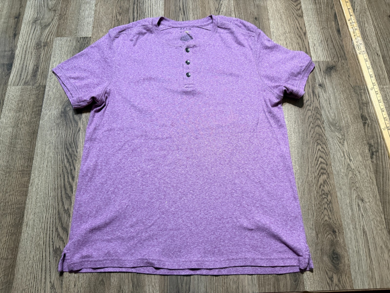 APT. 9 Shirt, Men&rsquo;s Size Medium Purple Short Sleeve 3/4 Button Premier Flex