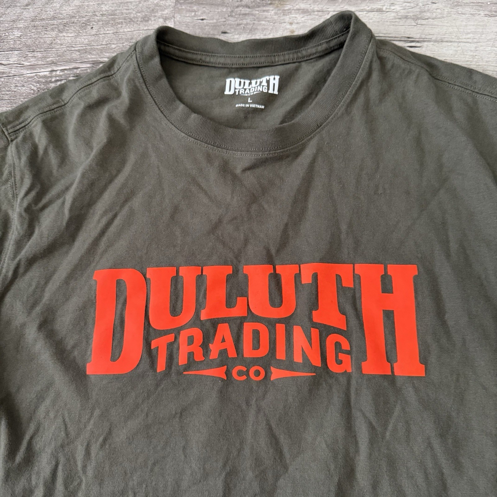 Duluth Trading Long Sleeve Graphic T-Shirt Men Large Green Neon Logo 100% Cotton