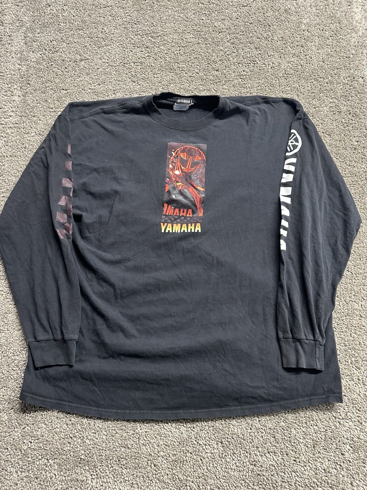 Vintage 90s YAMAHA ULTIMATE Snowmobile Sleeve Hit Long Sleeve Checker XXXL 3XL