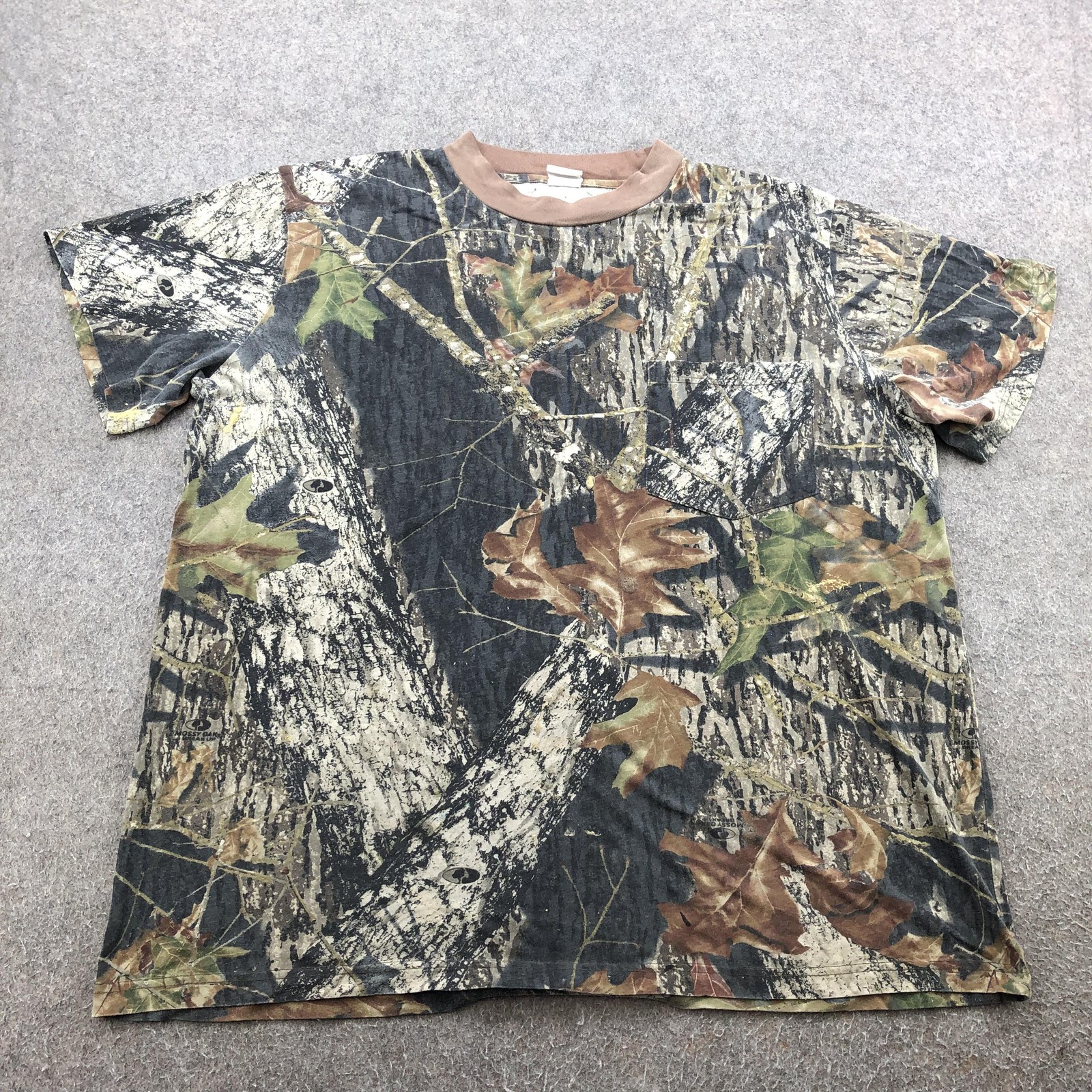 Mossy Oak Shirt Mens XL Camo Pocket Crewneck Short Sleeve Hunting Outdoor Tee