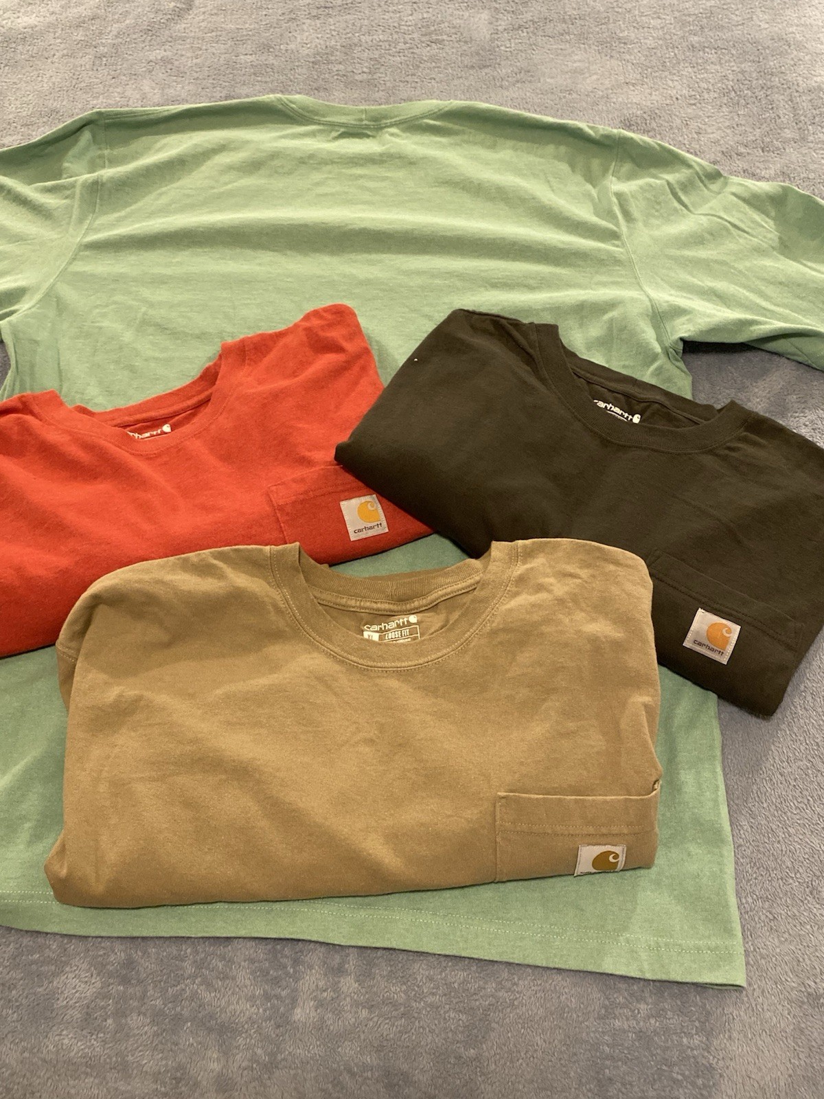 Lot of 4 Carhartt Men&rsquo;s XL Tall Loose Fit Pocket T-Shirts, Men’s Work Wear