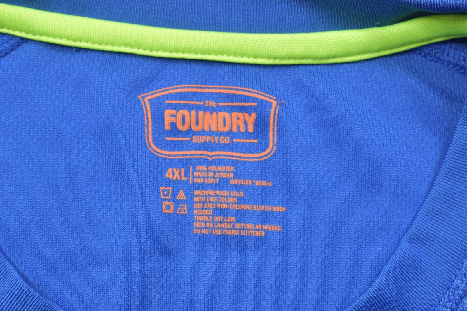 The Foundry Supply Co Men&rsquo;s Size 4XL Blue Performance Tee Short Sleeve Raglan