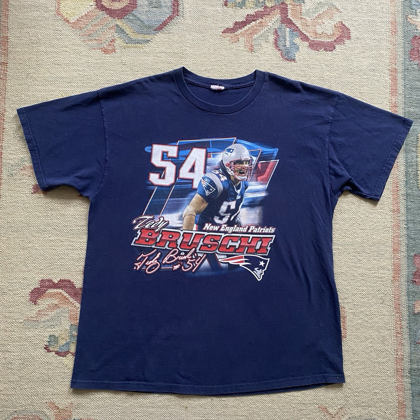 Y2K Tedy Bruschi T Shirt New England Patriots NFL Football Vintage XL