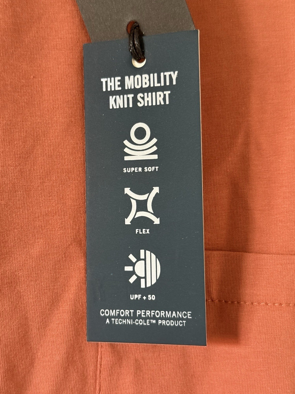 Kenneth Cole Small Rust Tech Pocket T-Shirt Super Soft Flex UPF 50+