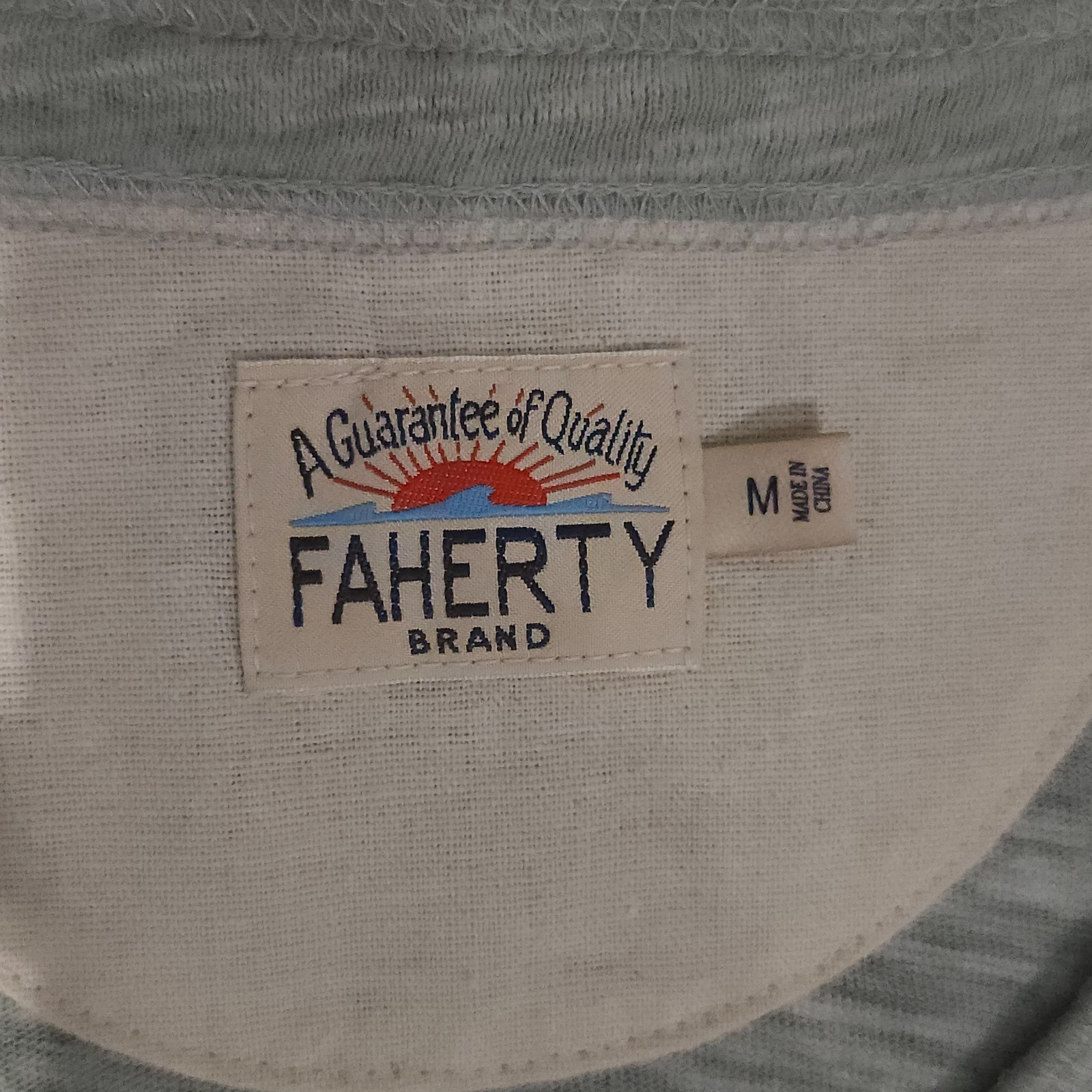 Faherty Henley Shirt Men Medium Green Heather Short Sleeve Stretch Cotton Casual