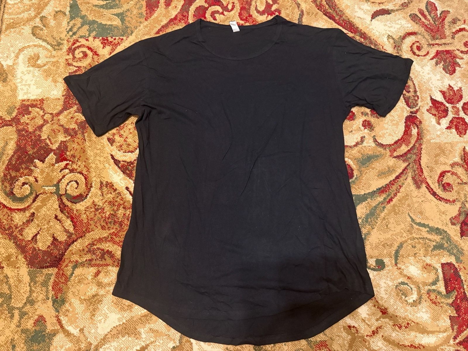 Hat and Beyond Men&rsquo;s Black Crew Neck Curved Hem T-Shirt Size XL