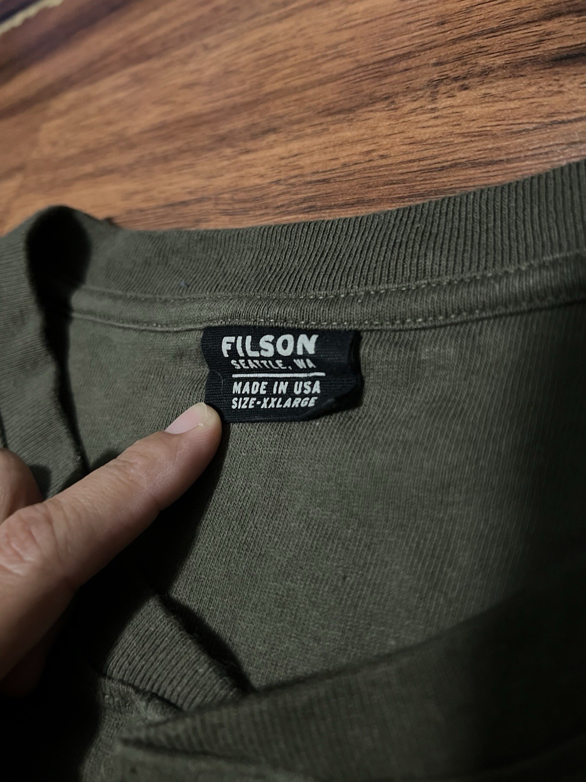VTG Mens C.C. Filson Short Sleeve Frontier Henley T Shirt Green With Pocket