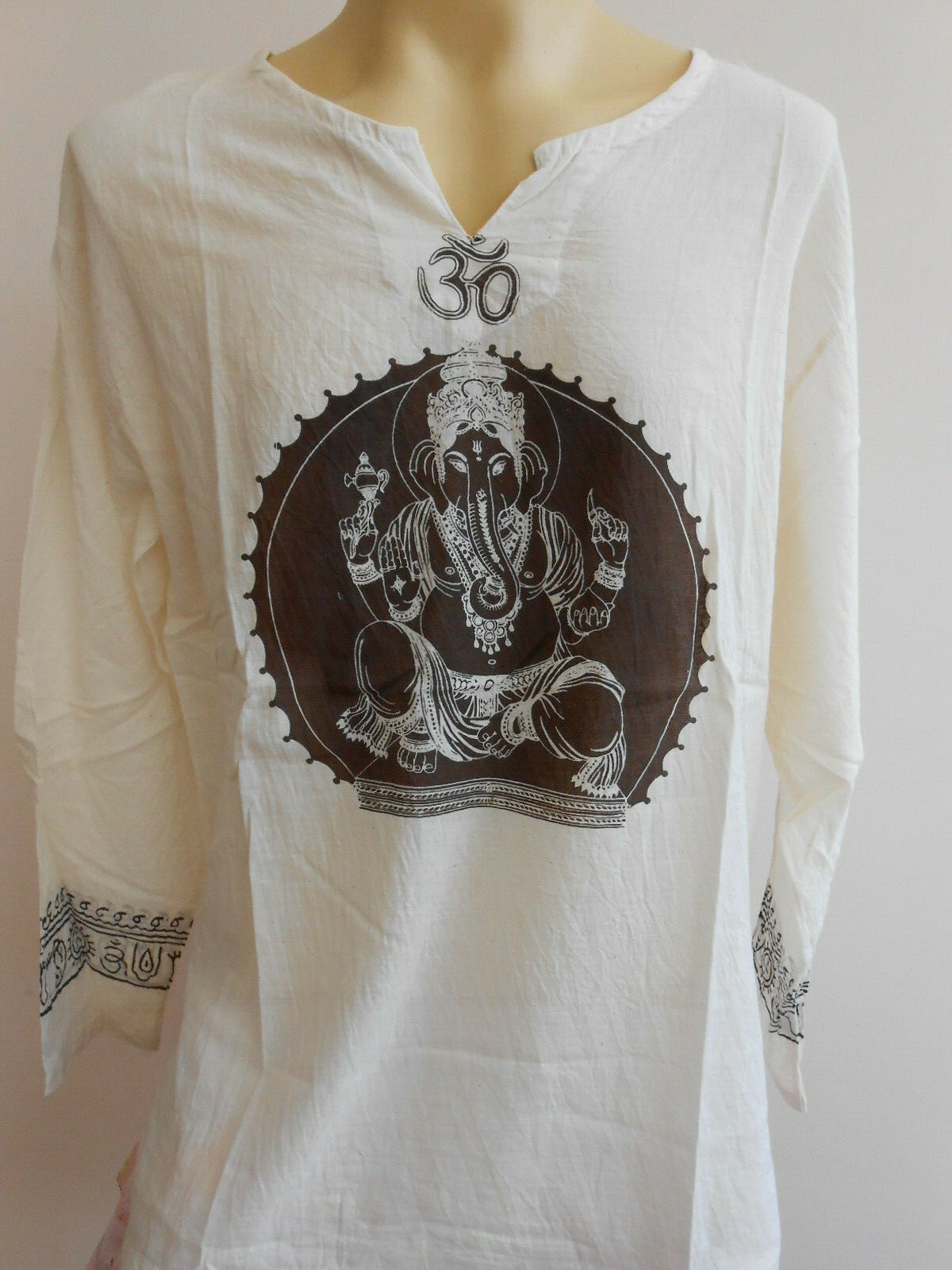 Ganesh Ganesha OM Men&rsquo;s T Shirt Hindu India Pale White L XL 2XL Grd