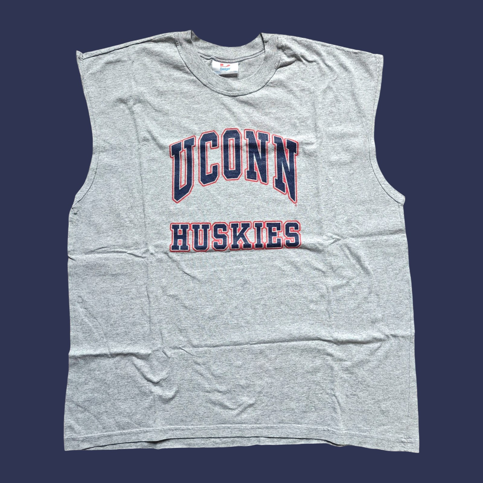 UConn Huskies NCAA 90s Y2k Vintage Sleeveless T Shirt Size XXL Dodger Connecticut