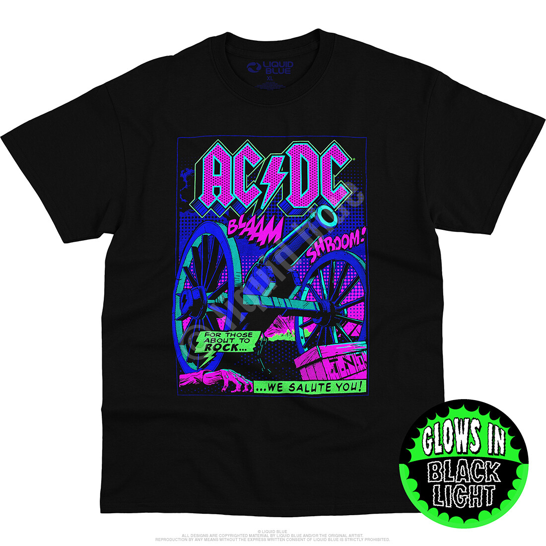 AC DC-TNT-WE SALUTE BLACKLIGHT-GLOWS IN Blk Light-SHIRT S-M-L-XL-XXL