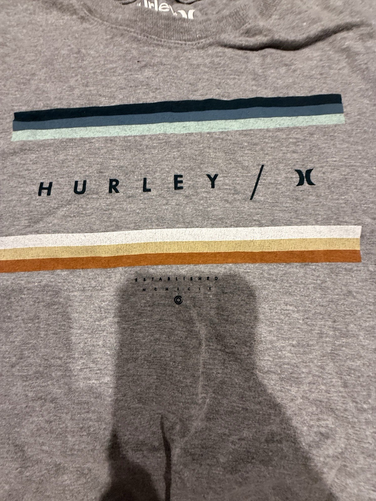 Hurley Mens XXL Gray Logo Graphic T Shirt Short Sleeve Surf Skate