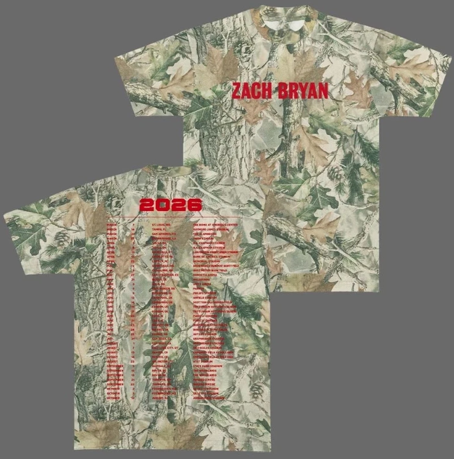Zach Bryan Tour With Heaven On Top Tour 2026 3D T-Shirt