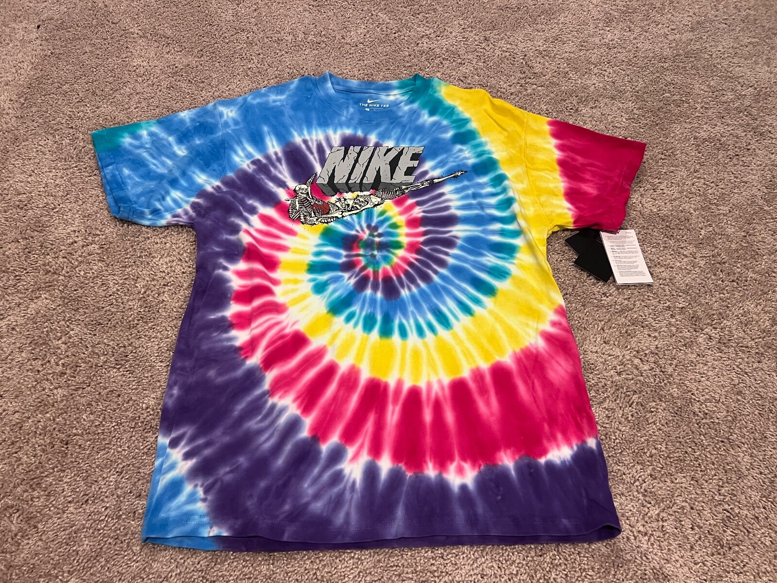 Nike LA1 skeleton swoosh basketball tie dye hippie t shirt rainbow pink purple M