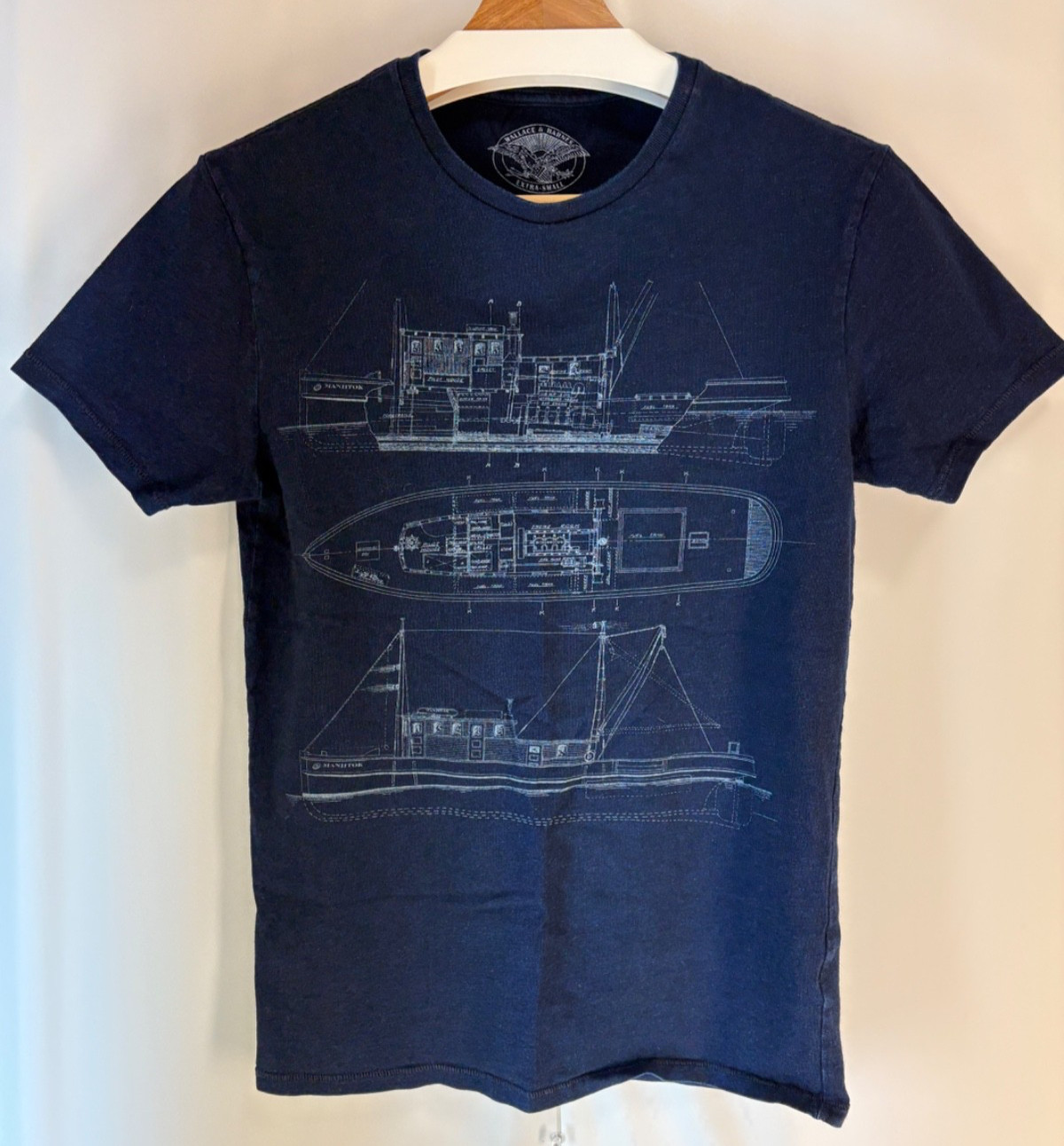 J.Crew Wallace & Barnes Indigo-dyed graphic T-shirt Navy Size XS G2573