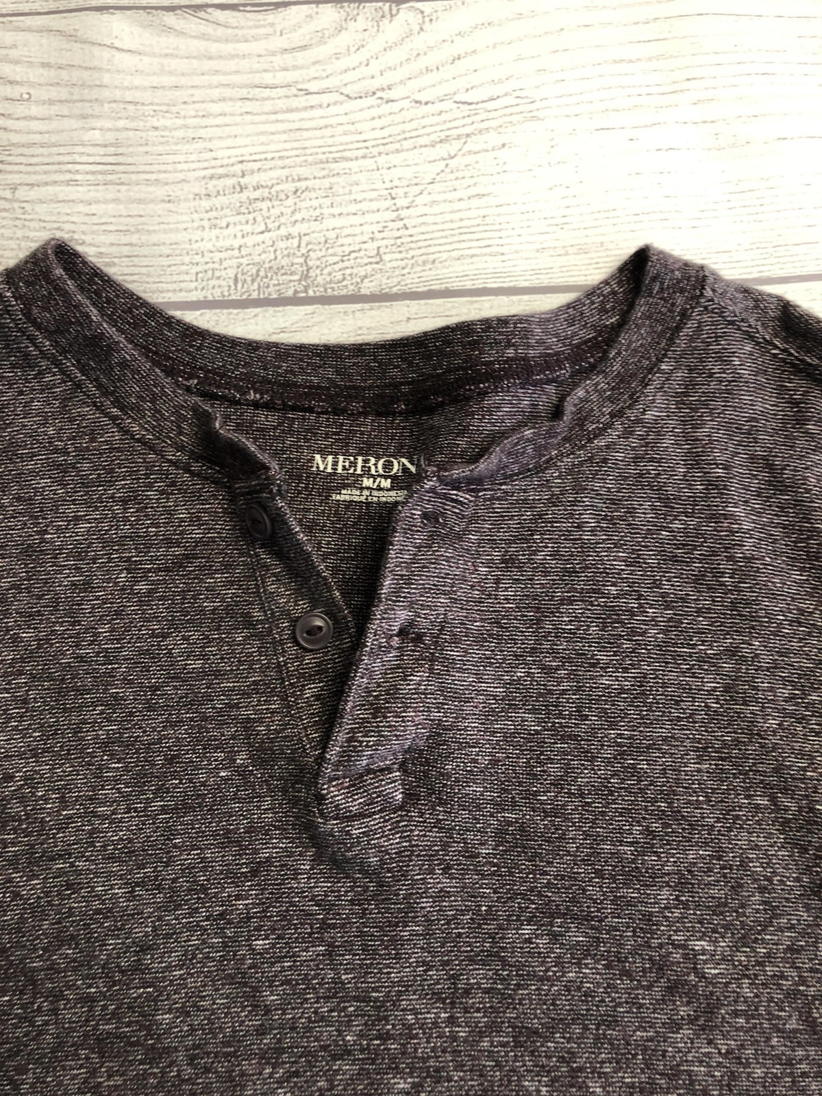 Merona Henley Shirt Mens Medium Gray Long Sleeve Tagless Jersey Tee Casual