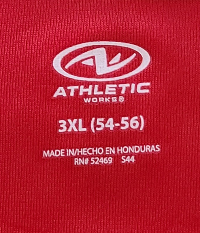 ATHLETIC WORKS Mens T-Shirt SIZE 3XL (54-56) DriWorks Short Sleeve Red