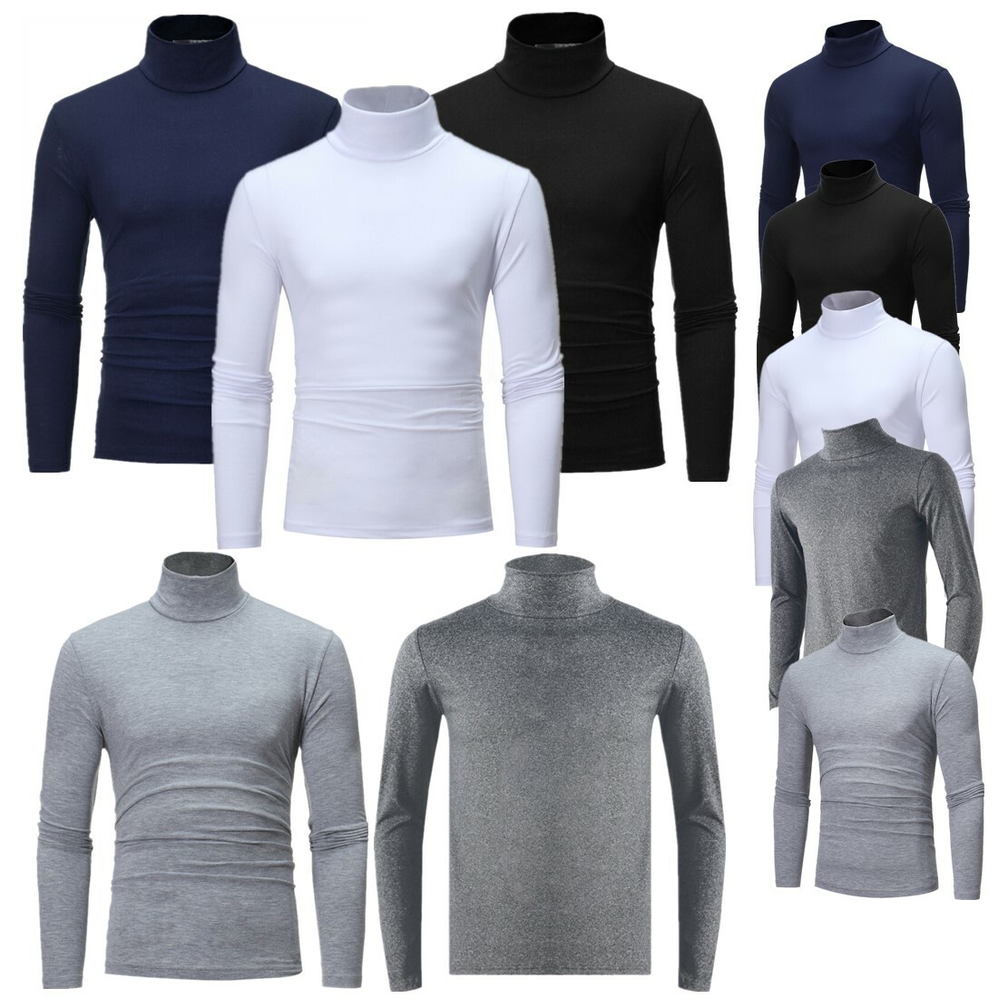 US Mens Turtleneck Basic Pullover Long Sleeve Jumper Top Casual Slim Fit T-Shirt
