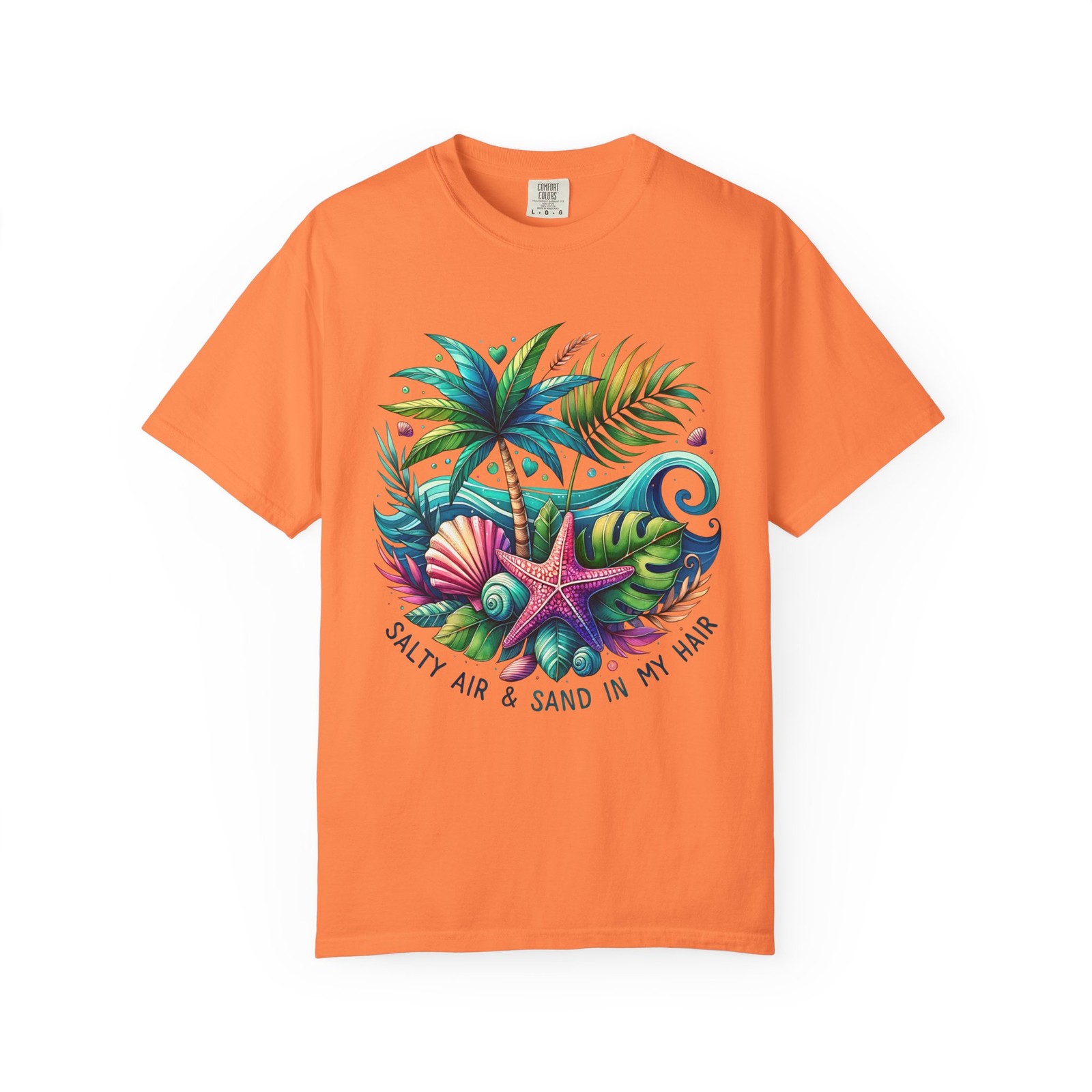 Comfort Colors Salty Air and Sand in My Hair Beach T-shirt | Tropical Shells
