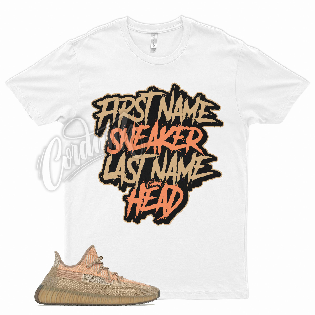 White SNEAKERHEAD T Shirt for YZ 350 V2 Sand Taupe Desert Sand Ore Air Max 90