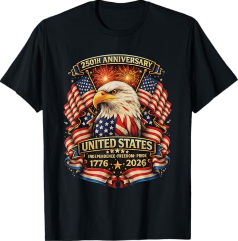 USA Independence 250th Anniversary 1776 2026 Patriotic Eagle T-Shirt