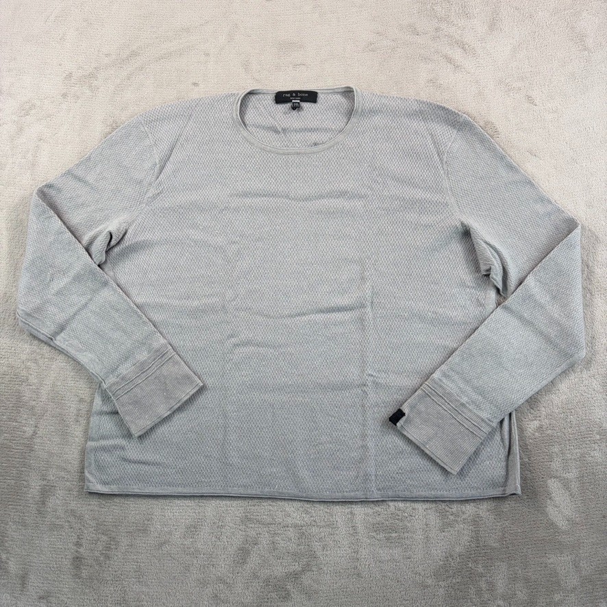 RAG & BONE Waffle Knit Thermal Shirt Men 2XL Short Grey Merino Wool Blend NWOT