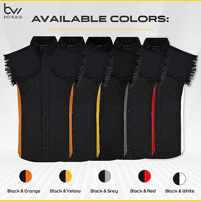 MEN&rsquo;S SLEEVELESS DENIM SHIRTS – 2-TONE – WITH VERTICAL REFLECTIVE SAFETY LINING