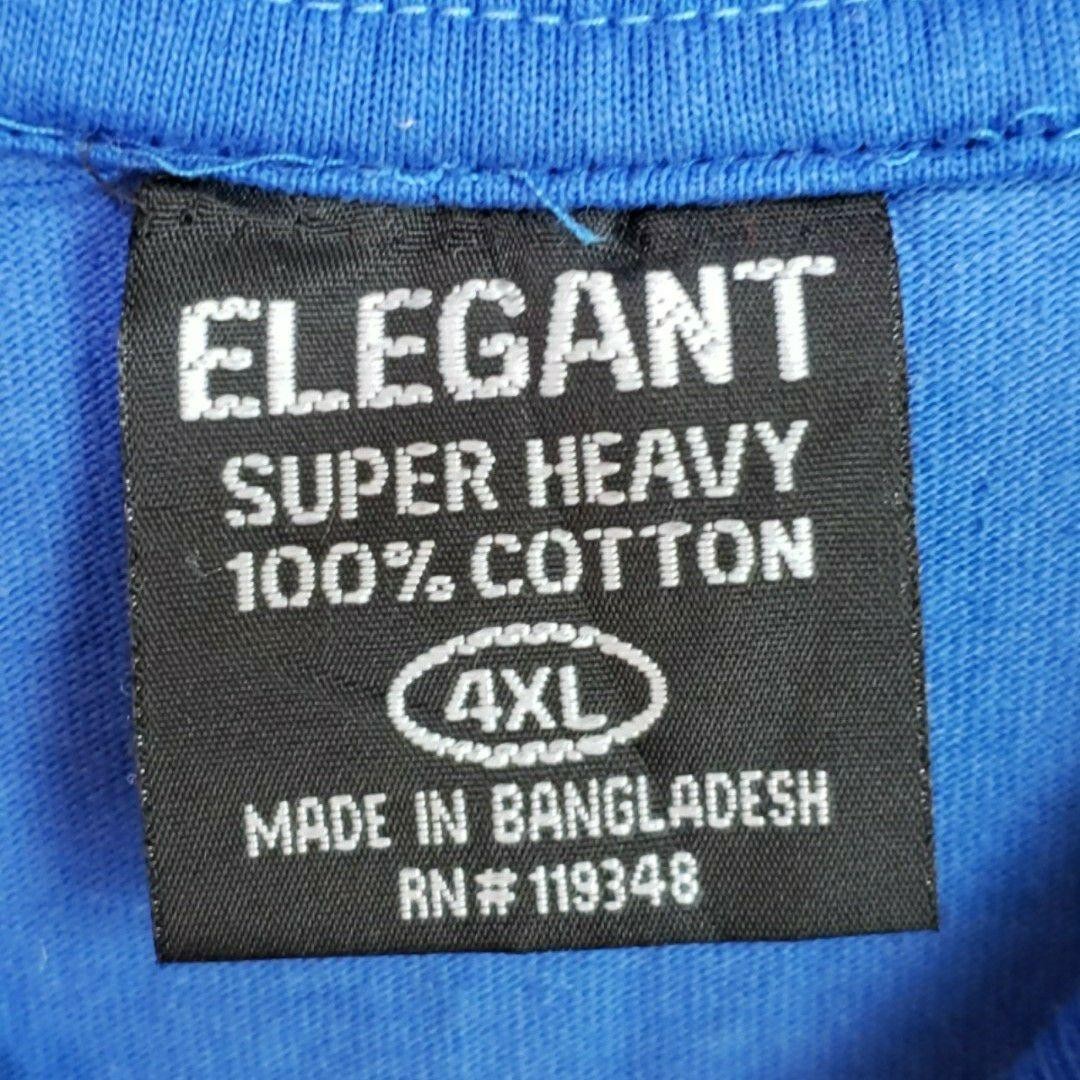 Elegant Shirt Mens 4XL Blue Super Heavy Cotton Big Tall Basic Tee Crewneck