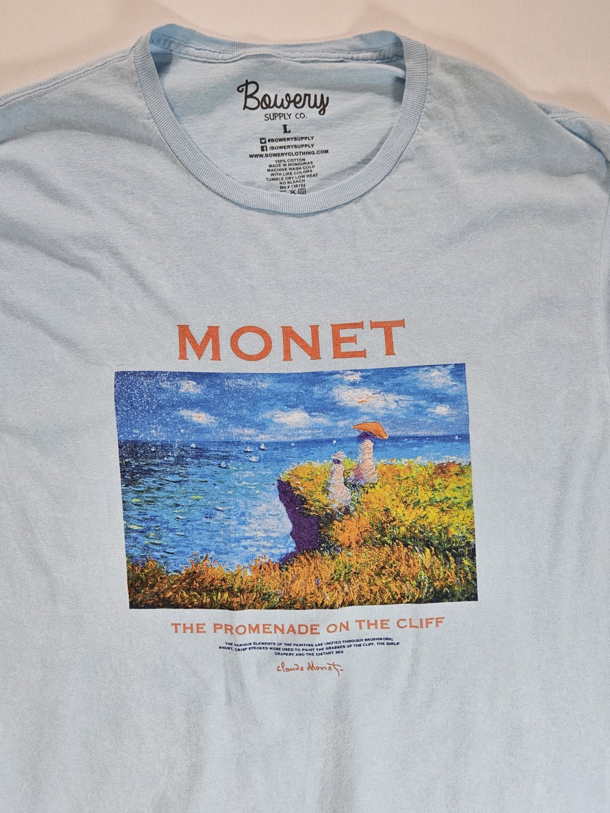 Bowery Supply Co. Monet Tee Mens Large Blue Promenade On The Cliff Art To Wear