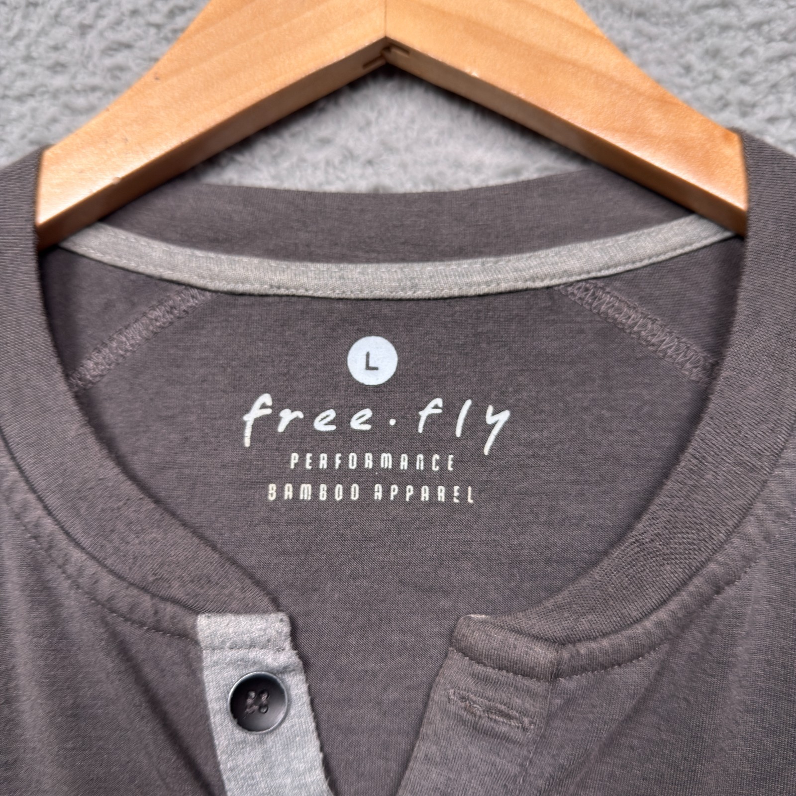 Free Fly Henley T Shirt Mens Large Long Sleeve Comfort Bamboo Stretch