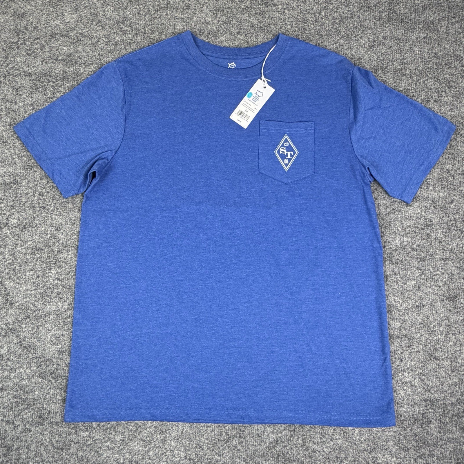 Southern Tide Shirt Mens M Blue Nautical Diamond Short Sleeve Pocket NWT