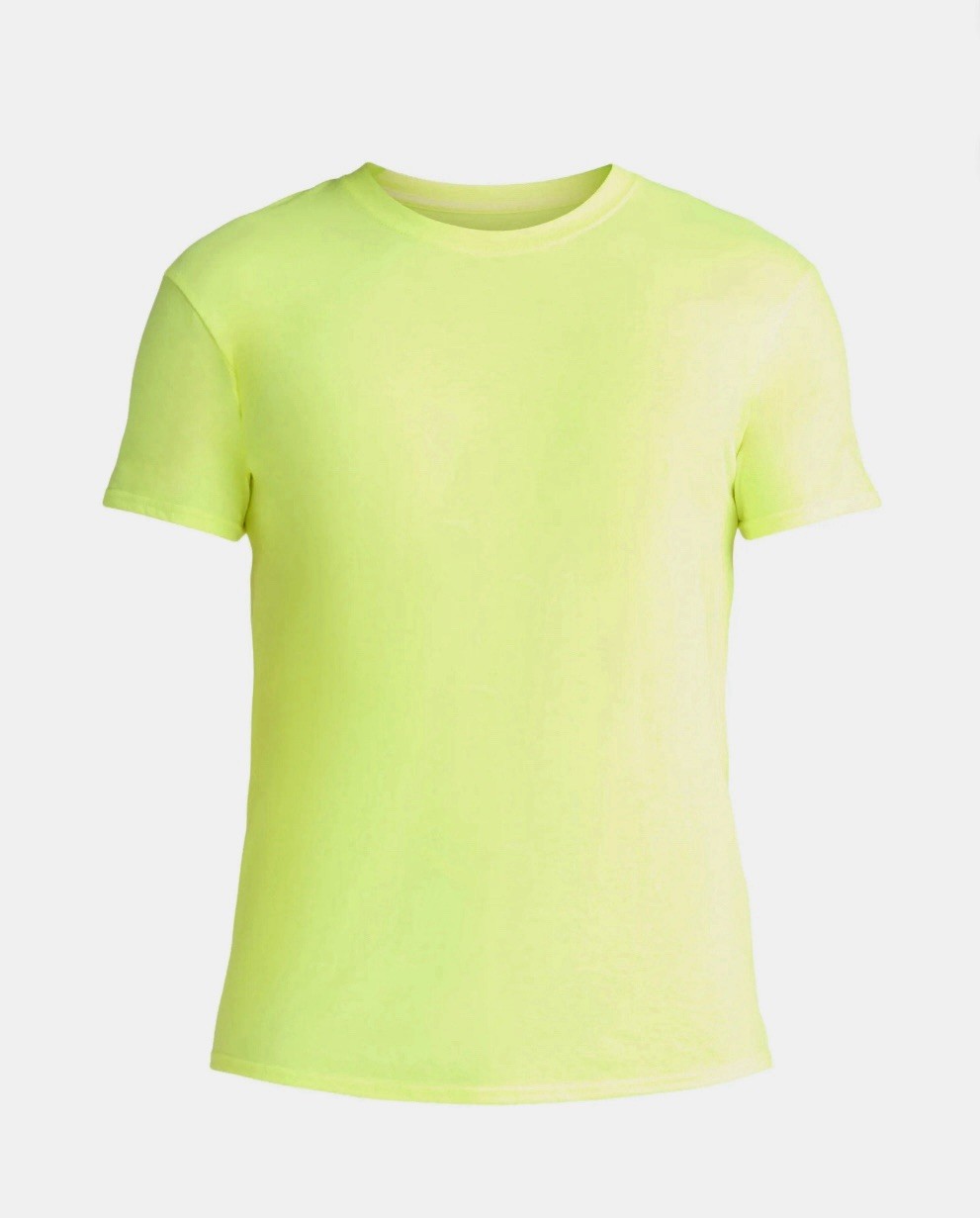ATHLETIC WORKS Men’s 3XL (54-56) Cotton Active Tee Short Sleeve • Acid Yellow