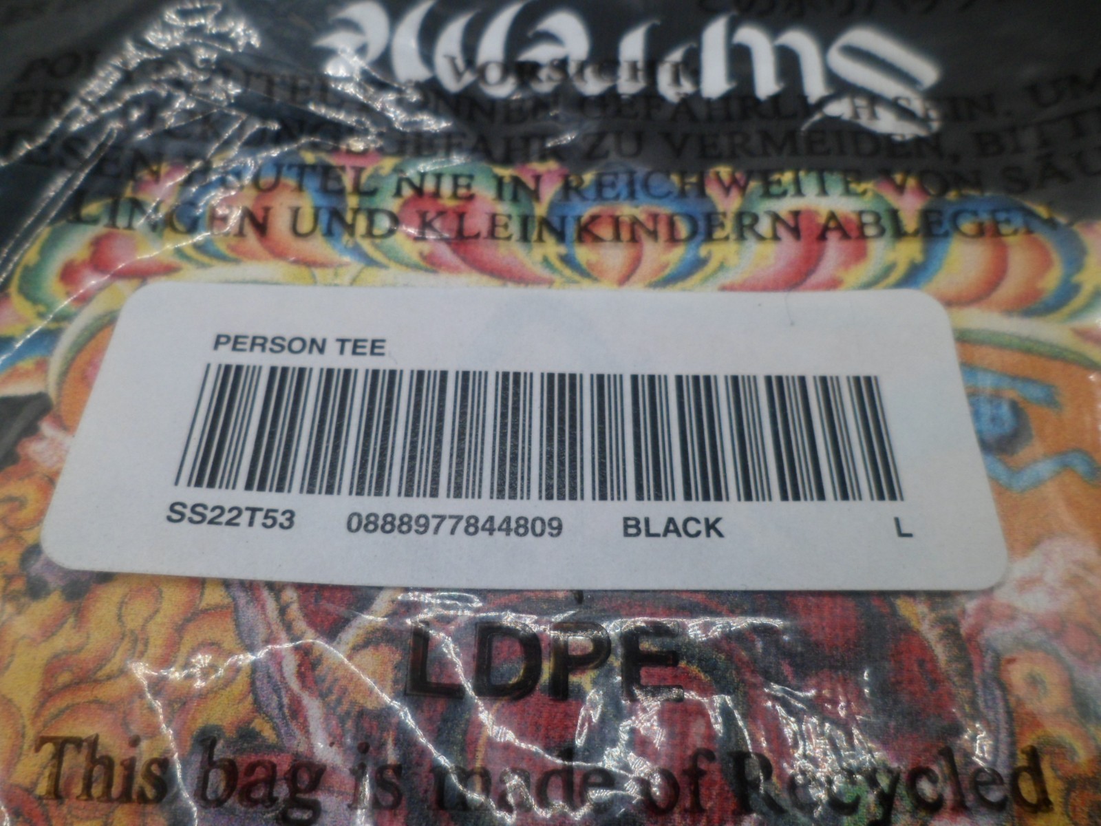 Supreme Person Tee SS22T53 Black Size L