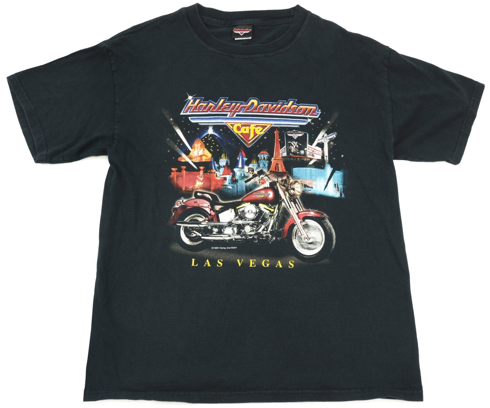 Vintage 1990s T Shirt L HARLEY DAVIDSON CAFE 1999 Las Vegas NV Biker Motorcycle