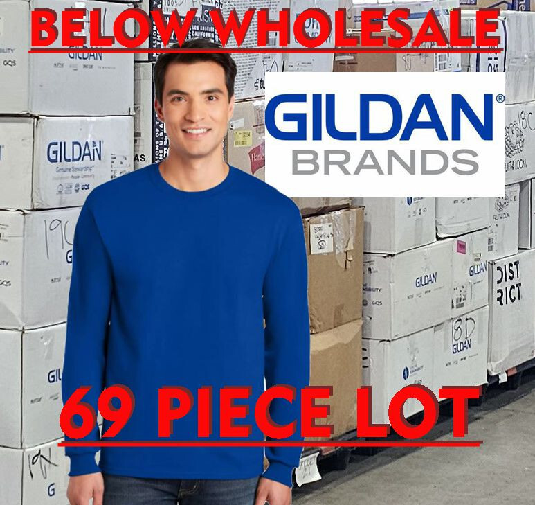 Below WHOLESALE Blank long sleeve T-Shirt – 69 GILDAN 2400 Royal Blue Bulk Lot