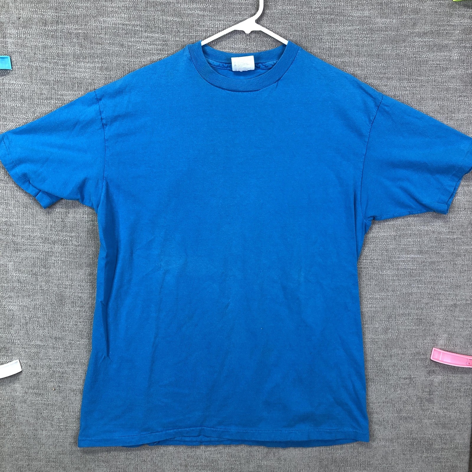 Vintage Hanes Beefy-T Shirt Mens XL Blue Made USA Cotton Blank Tee Top 90s SS