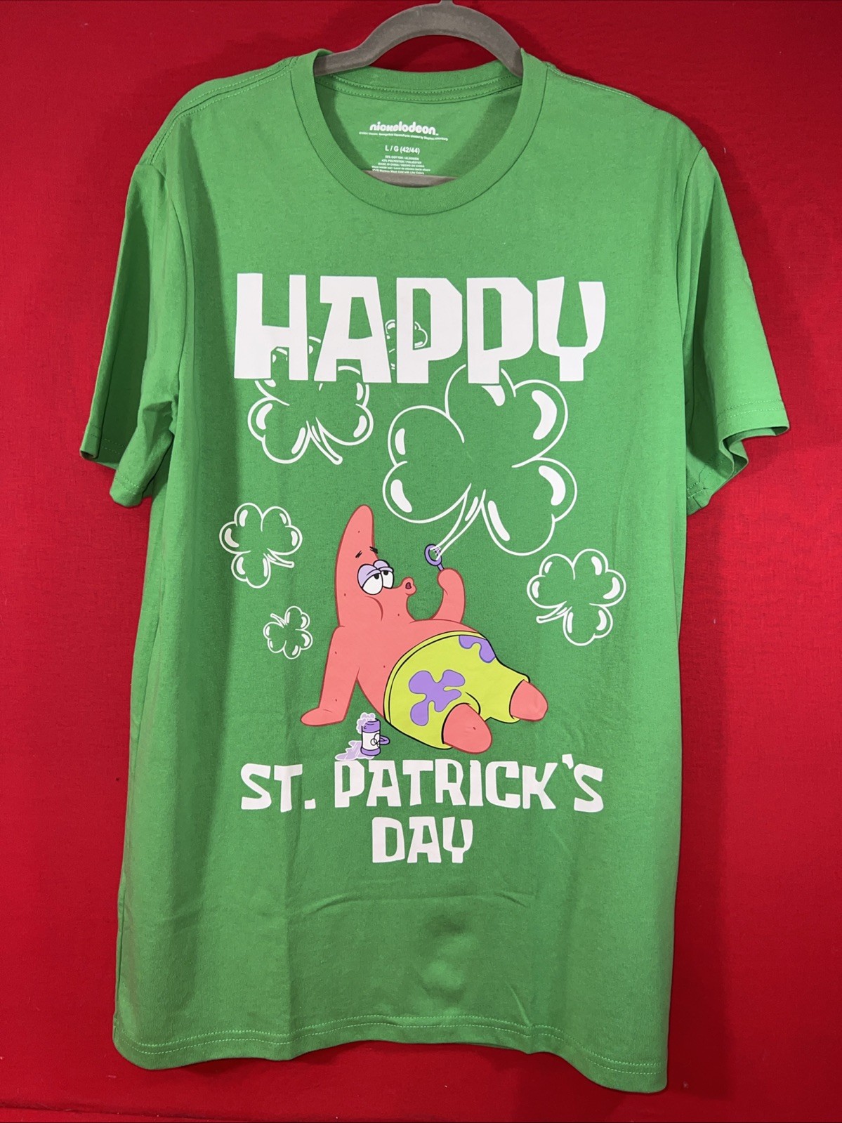 Mens Nickelodeon Patrick Star , St Patrick&rsquo;s Day T-Shirt. Green. SZ XL