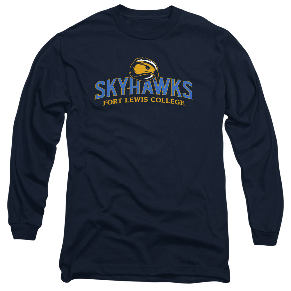 Fort Lewis College Adult Long Sleeve T-Shirt State Shape, Navy, S-3XL