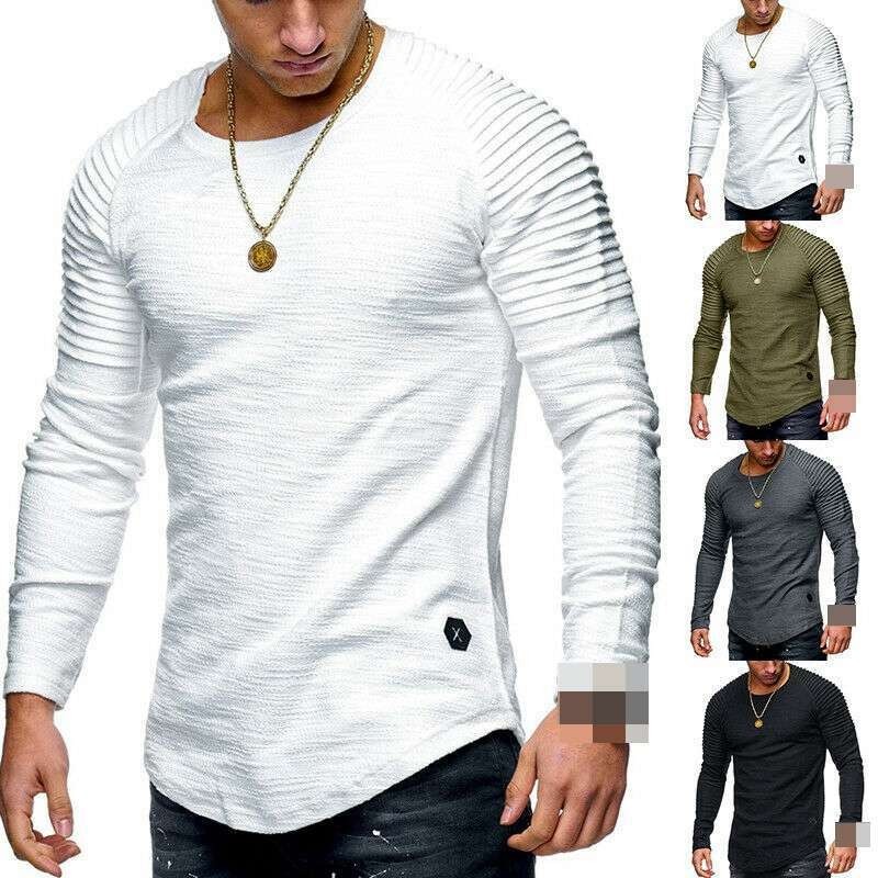 Men&rsquo;s T-shirt O Neck Slim Fit Casual Muscle Tee Tops Blouse Long Sleeve M-3XL/