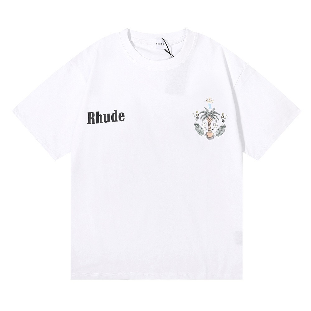 RHUDE Men Coconut Tree High Quality Leisure Cotton Short Sleeve T-Shirt M-2XL