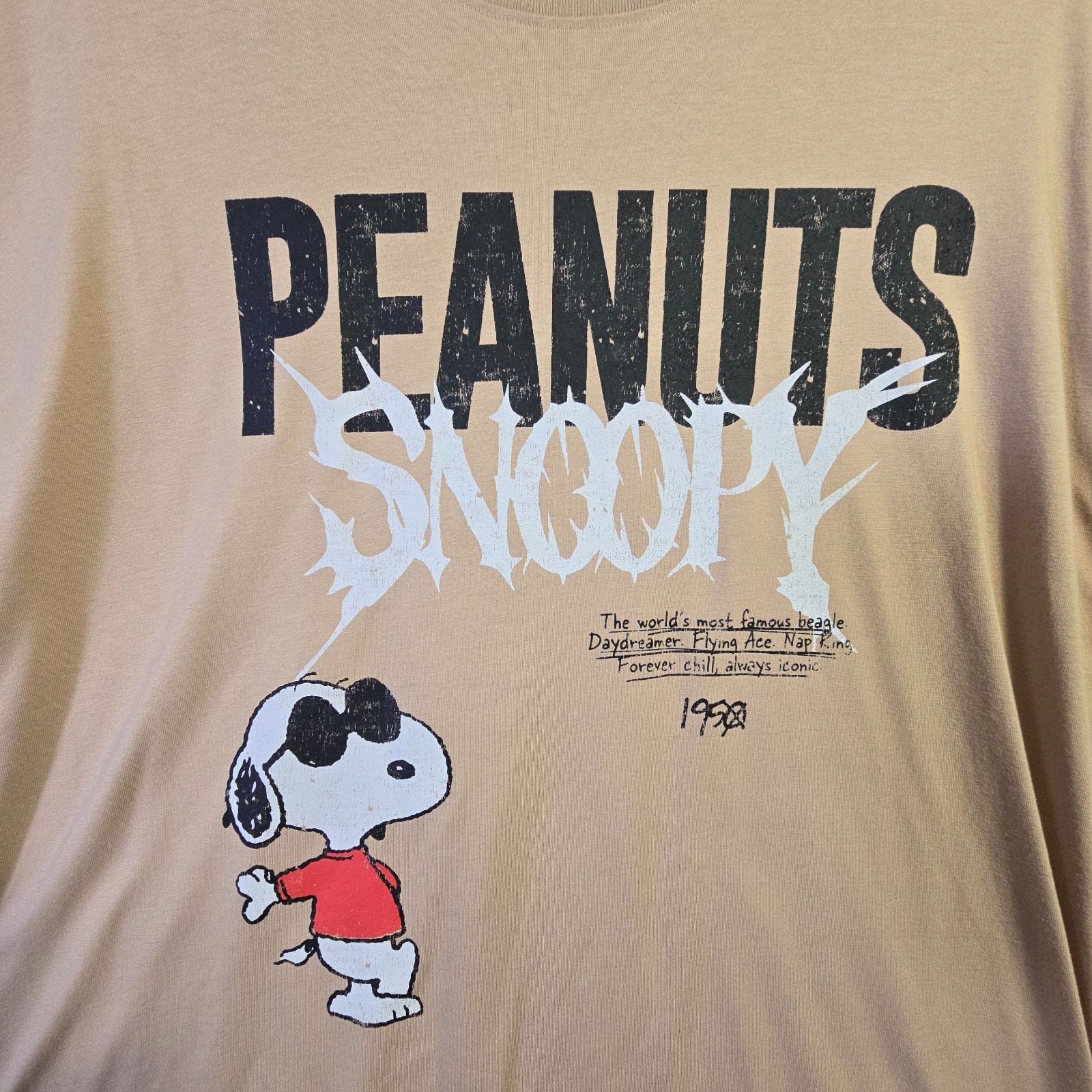 Peanuts® Snoopy Shirt Mens 2XL Brown Distressed Charlie Brown Baggy Street NWT