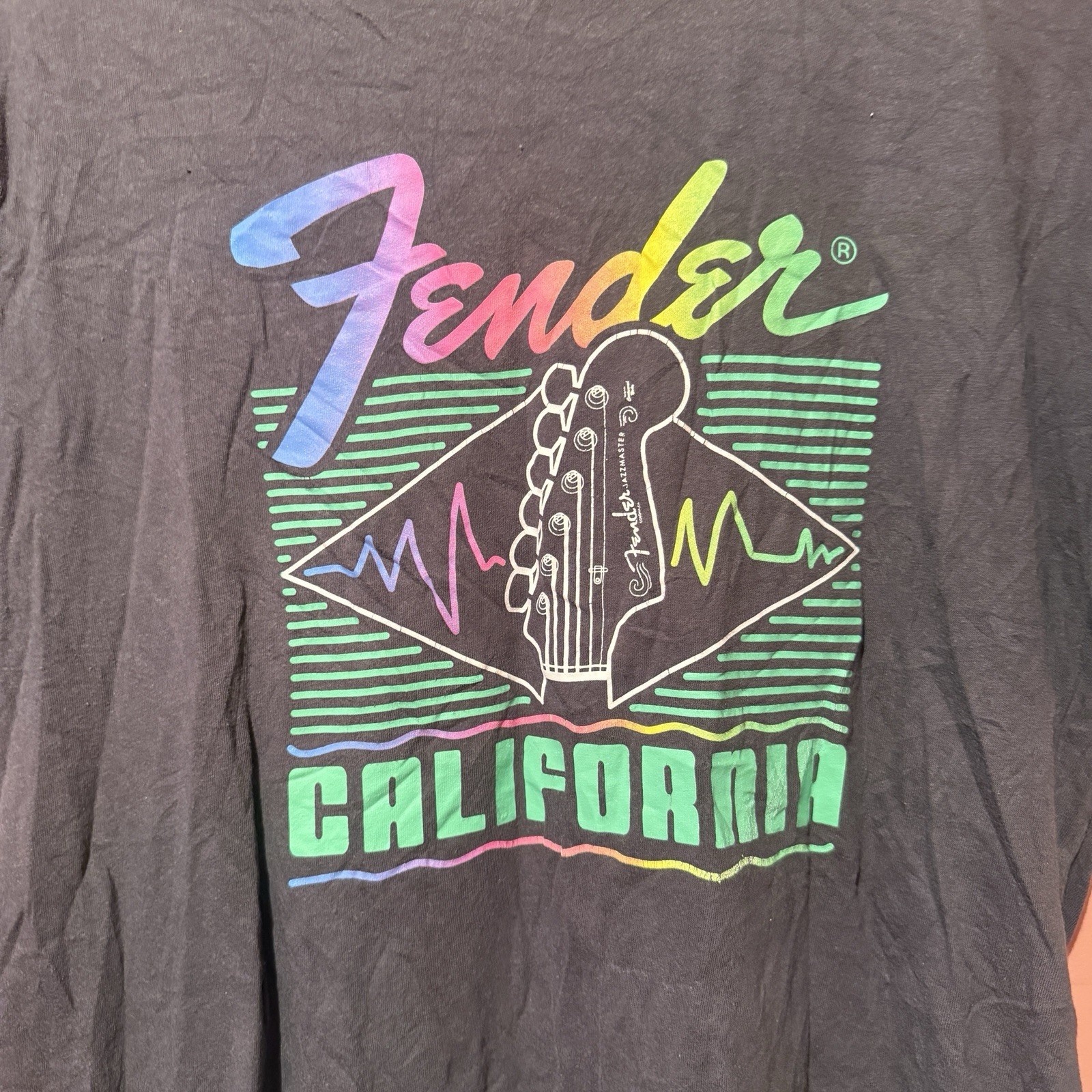 Fender California Mens TShirt L Large Black Tee Shirt Guitar Graphic