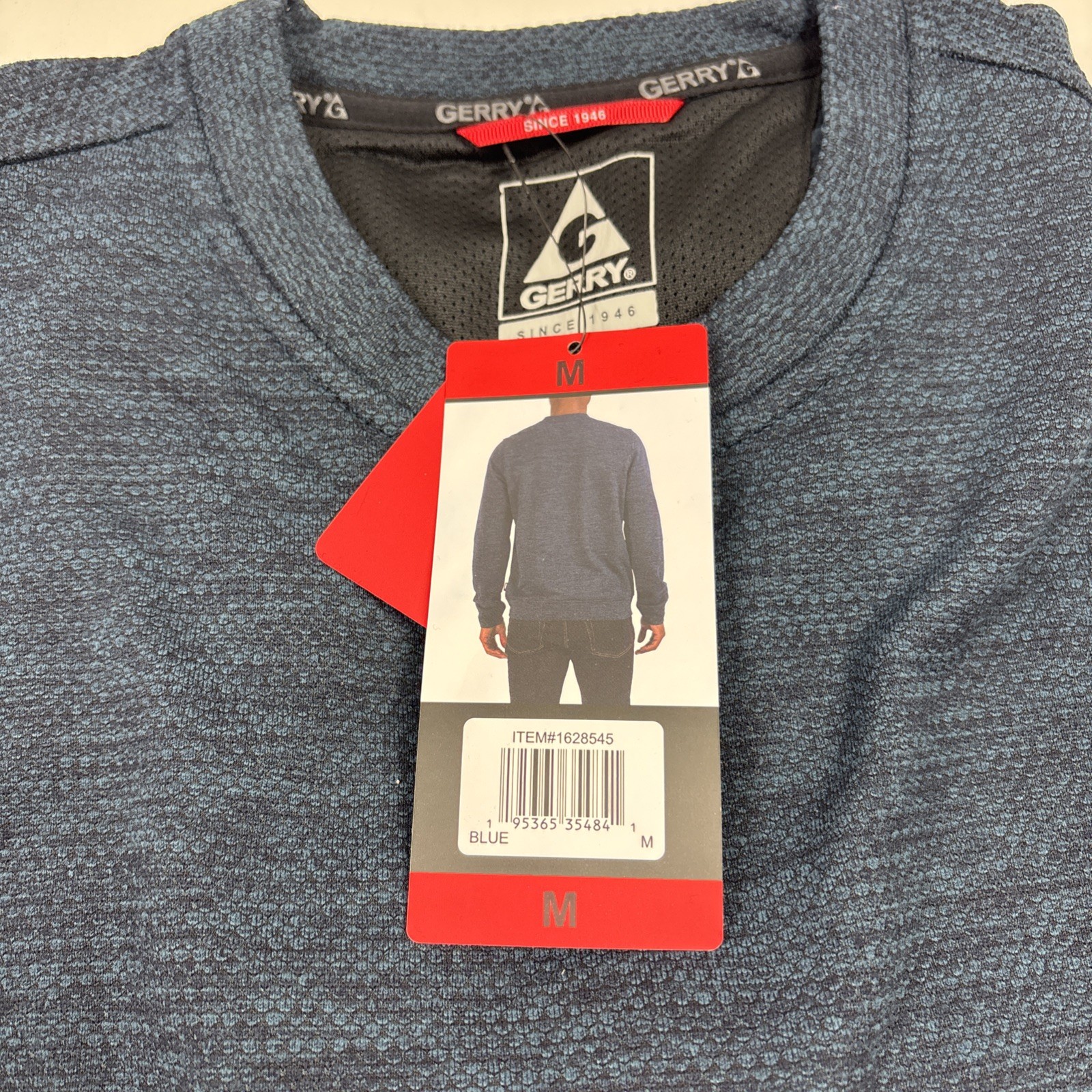 Gerry Men’s Thermal Long Sleeved Fleece Shirt Crew Neck Blue Medium